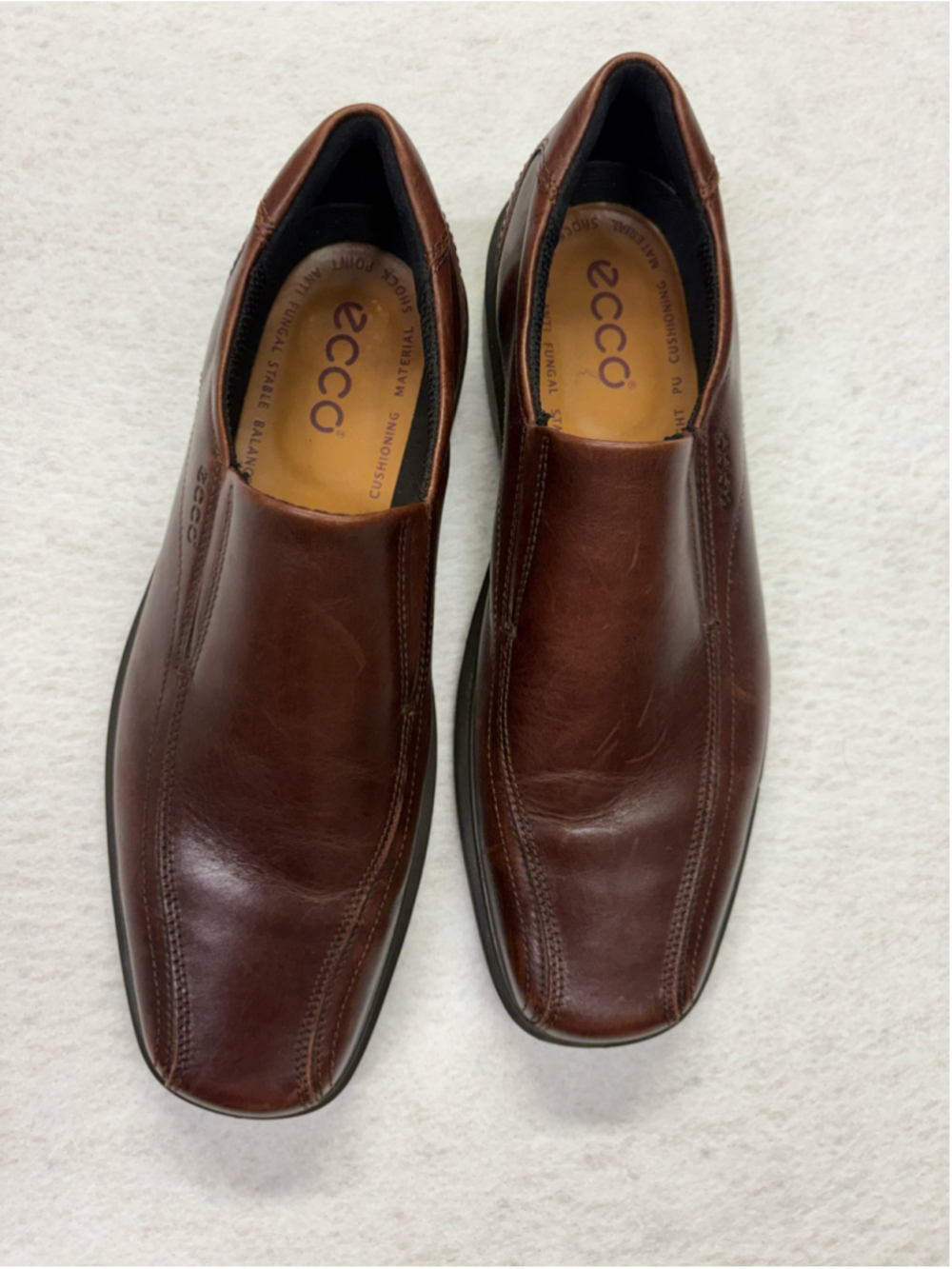 ECCO Helsinki Men’s Leather Bike Toe Slip On Dress Shoes Cocoa Brown EU 47 US 13